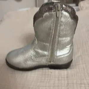 Zara Shoes Zara Silver Metallic Leather Western Style Boots